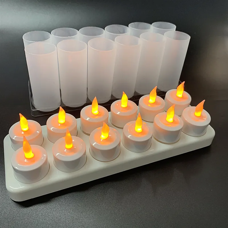 4/6/LED 전기 촛불 충전식 플라미블 티 라이트 왁스없는 낭만적 인 웨딩 디너 파티 장식 배터리 220510