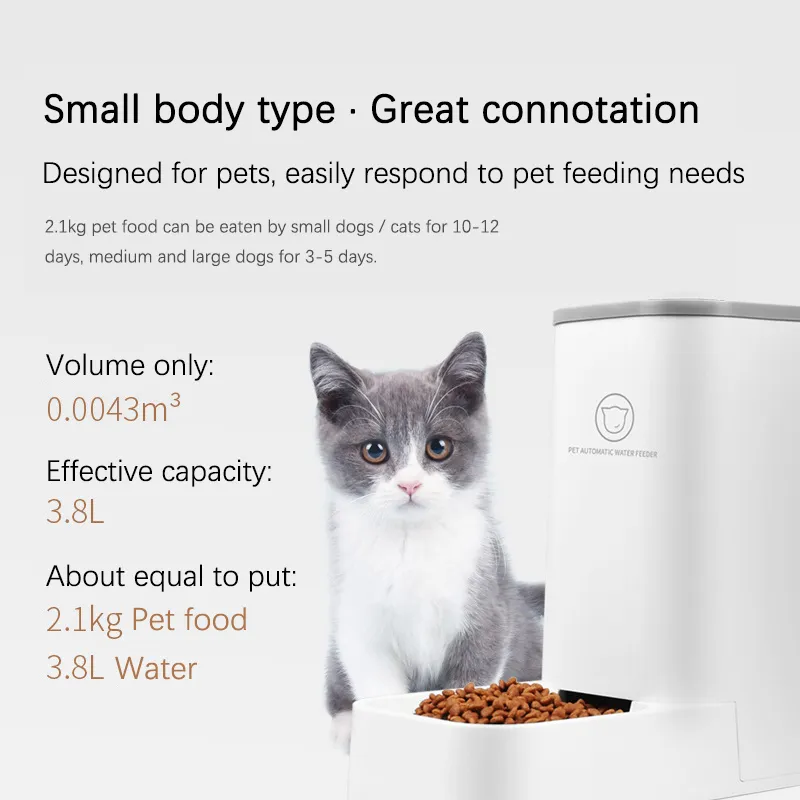 3.8L grande capacidade para cão animal de estimação gato alimentador automático tigela destacável Dispositivo de alimentação do distribuidor de água para suprimentos 220323
