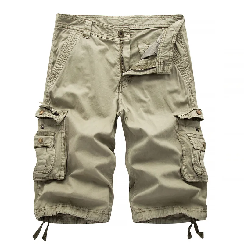 8 kolorów plus rozmiar 2948 Kamuflaż luźne mężczyźni Camo Letnie krótkie spodnie Homme Cargo Shorts Brak paska 220611