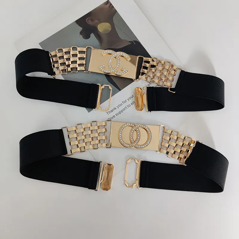 Cintos elásticos para mulheres designer de luxo fêmea cintura extensa alongamento Cummerbunds Correia de corrente de ouro stromestons Corsário de espartilho 220712