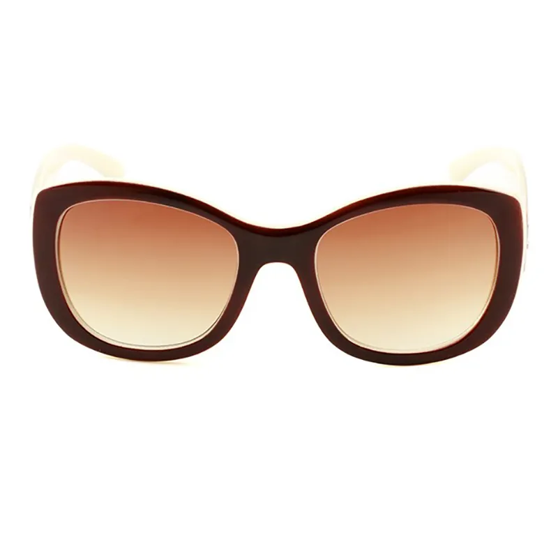 Summer Beach Mujeres Gafas de sol Letra C dorada en lentes Gafas de diseño Sombra de moda redonda Marcos de gafas de sol ojo de gato marrón s289i