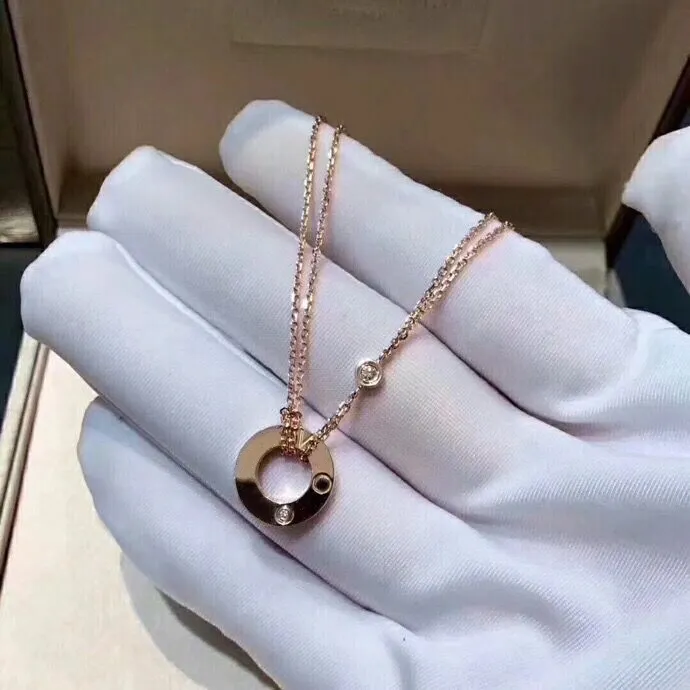 модное дизайнерское ожерелье любовь ключицы ожерелья двойная цепочка круг кулон для мужчин женщин влюбленных пара Gift285b