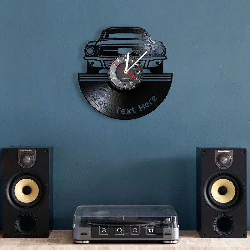Auto Service Art Garage Custom Name Number On The Your Personalised Wall Clock Made Of Vinyl Record 220615