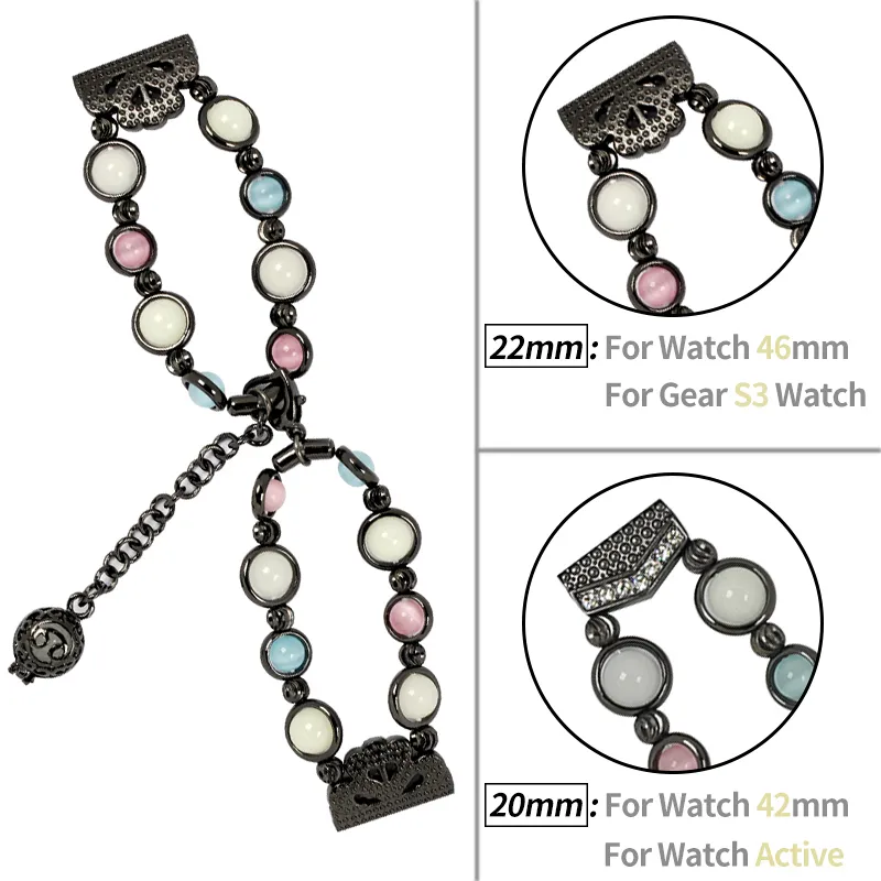 2220mm Bracelet Femme Bracelet pour Galaxy Watch 4 3 Bande Classique 42mm mm Active 2 40mm 44mm Glow in The Dark Metal Ceinture 220704