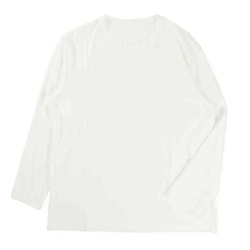 Maglietta maschile casual bianca sciolta topplec camicia a maniche lunghe a maniche lunghe