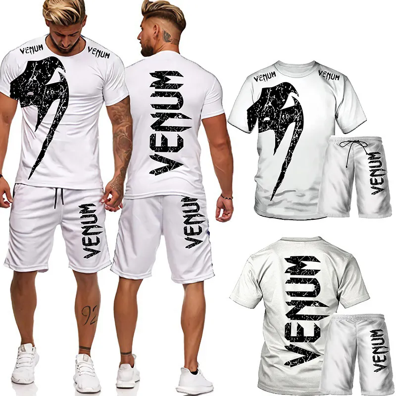 Summer Men Set 3D печатная футболка шорты 2 костюма мужская одежда для одежды Случайные наряды Мода Хараджуку Стрельная одежда 220708