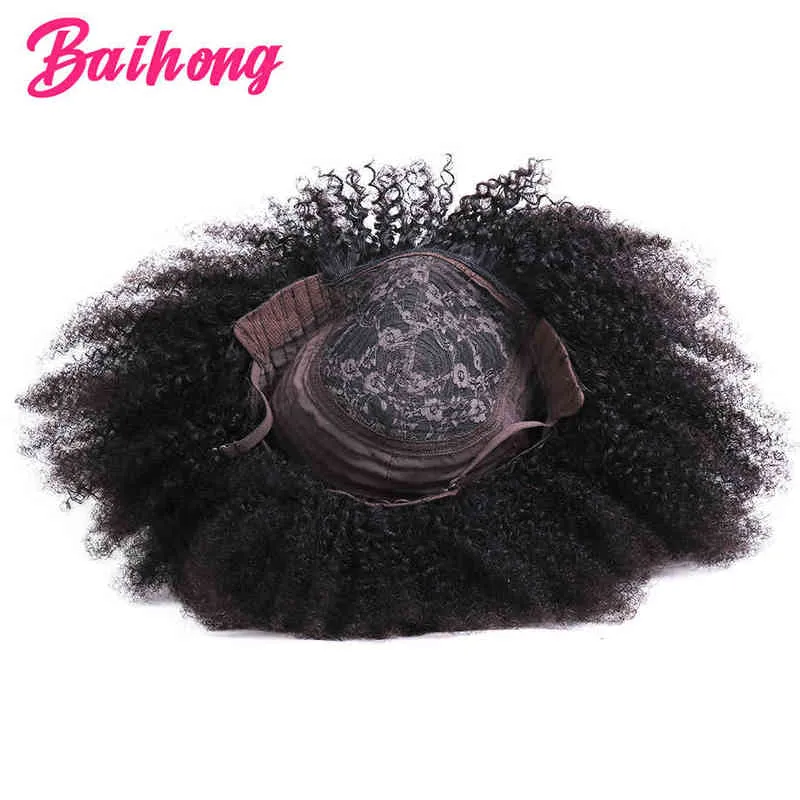 Bangs ile ucuz insan saçı peruk Afro Kinky Kıvırcık Brezilya Perukları Siyah Kadınlar için Glueless Renkli Doğal Baihong 220609