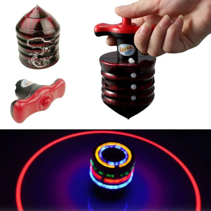 Muziek gyro pegtop spinnen top brinquedo grappige kinderen speelgoed klassieke ufo gyroscoop laser kleur flash led lichtjaren cadeau 220725