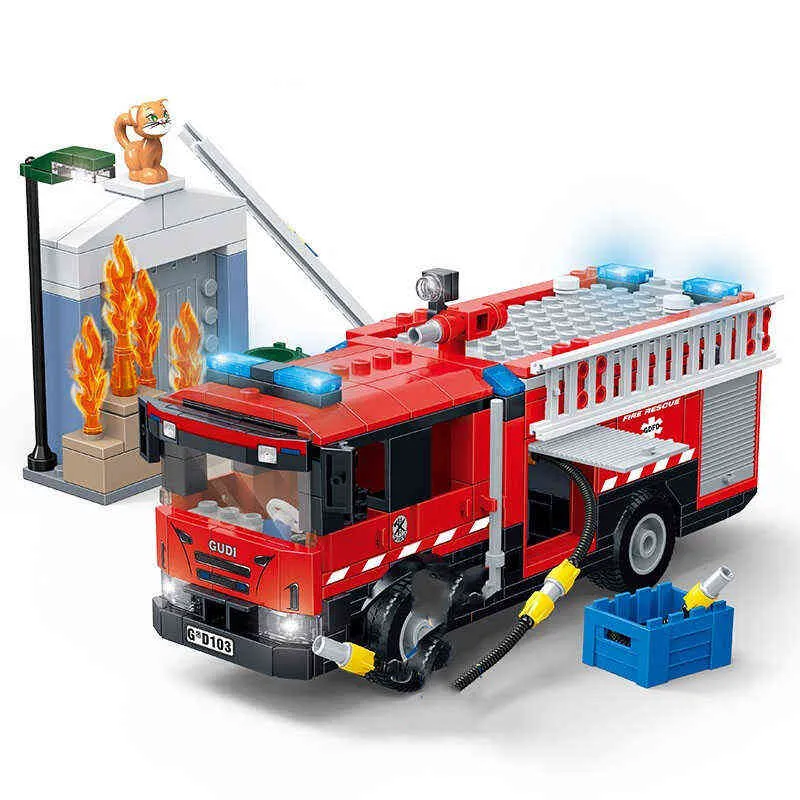 Гуди Сити Пожарные Станции Станция Станции Лестницы Блоистые Блоки Классические кирпичные модели детские игрушки для детей Совместимые с мальчиками подарки Y220510