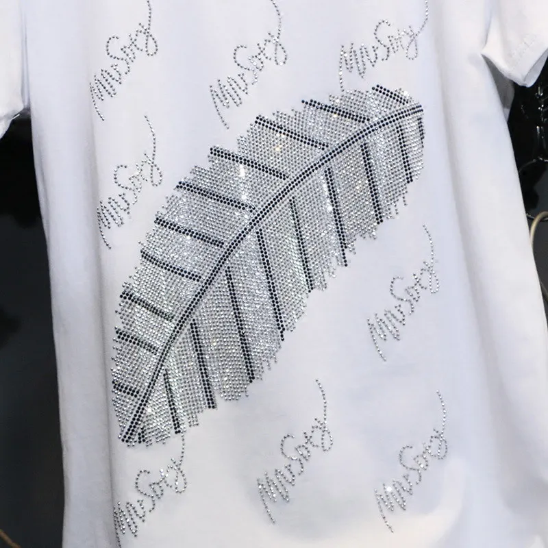 티셔츠 여성 여름 통기성 높은 고품질 다이아몬드 짧은 소매 탑 풀오버스 루스 캐주얼 탄성 바닥 셔츠 220321