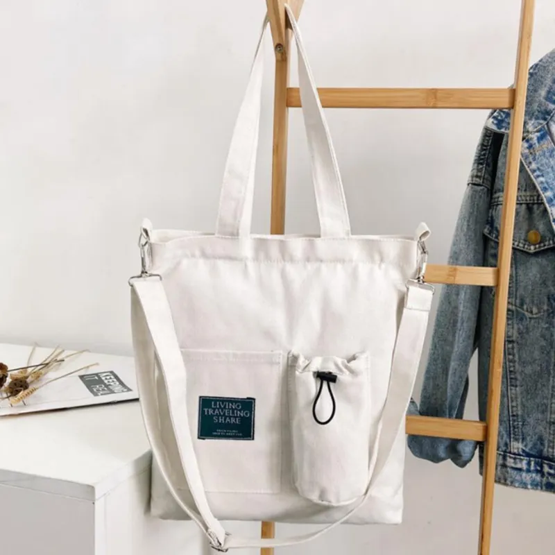 Women Canvas Bag Design Zipper Spalla femmina riutilizzabile Shopper Grande Shopper Shopping Eco Cloth Shopping S 220611GX