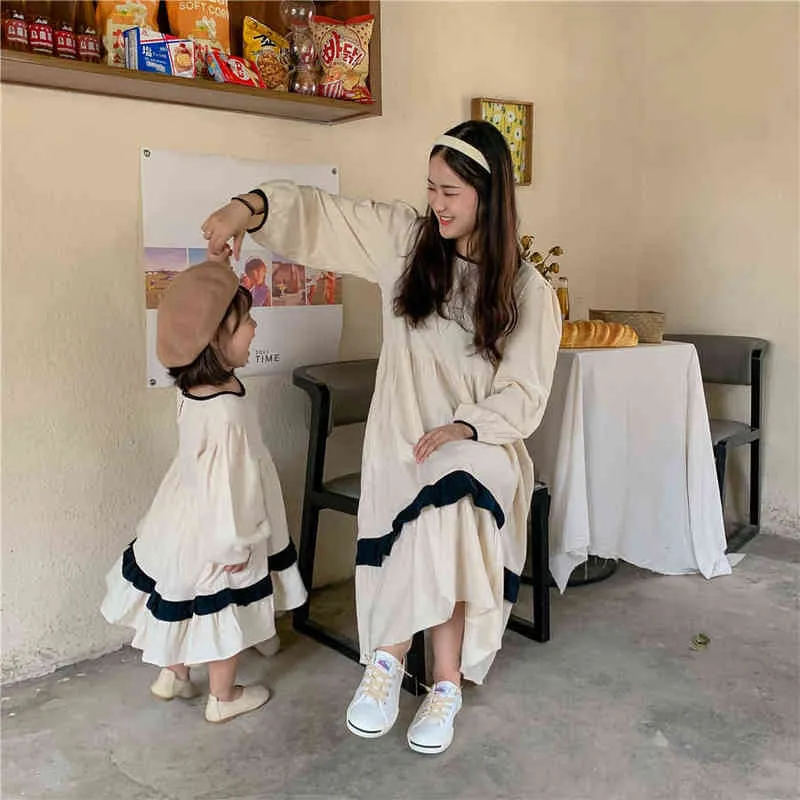 Nuovi vestiti coordinati mamma e figlia Look la famiglia Mamma e figlia Madre e figlia Stesso abito a maniche lunghe Abiti ragazze