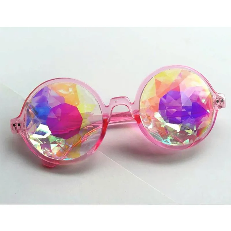 Sunglasses Clear Round Glasses Kaleidoscope Eyewears Crystal Lens Party Rave Female Men's Queen Gifts209Z