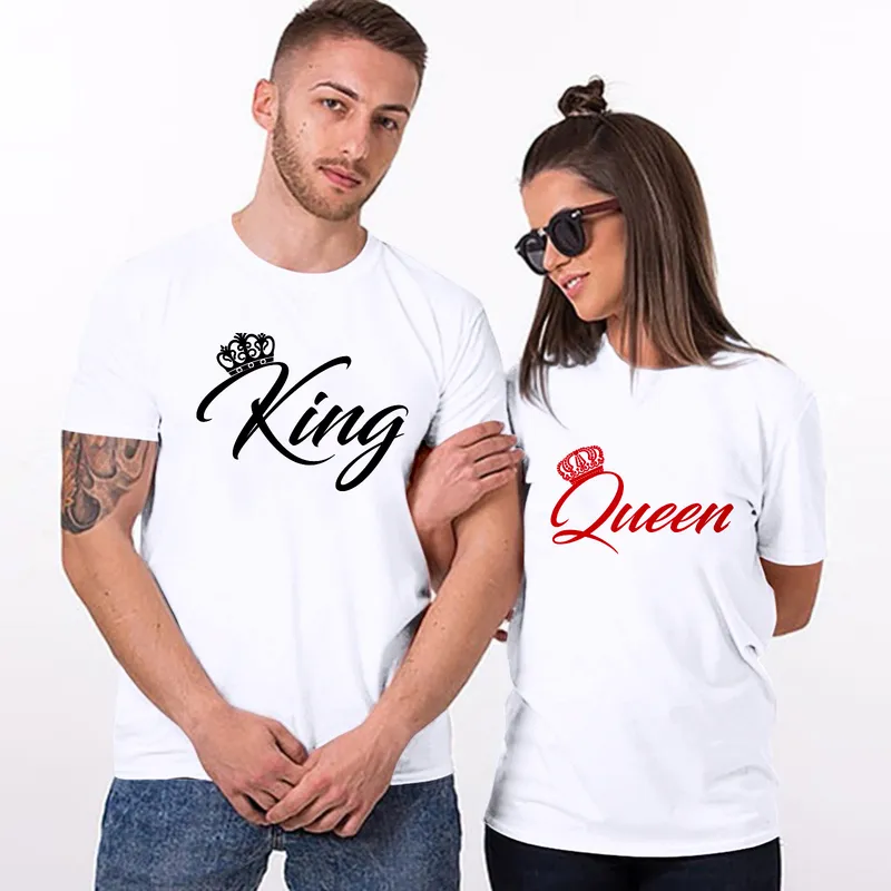3d Casais personalizados camiseta moda rei e rainha street estilo 2 pec tshirts homem mulher casual tee de tamanho 6xl por atacado 220616