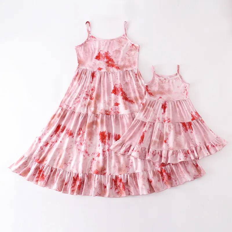 GILLYMAX Niepodległość Dzień 4 lipca Summer Baby dziewczyny mama me butique dziecięce ubrania Stripe Floral Milk Sukienka Kidswear 220531