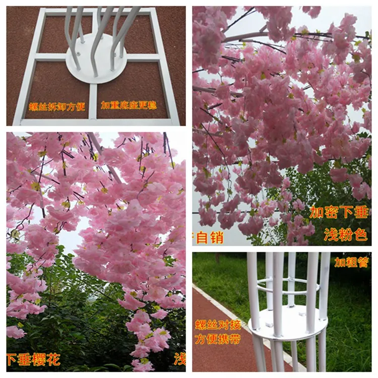 2 6M di altezza bianco artificiale Cherry Blossom Tree piombo stradale Simulazione Fiore di ciliegio con telaio ad arco in ferro la festa nuziale Puntelli282J