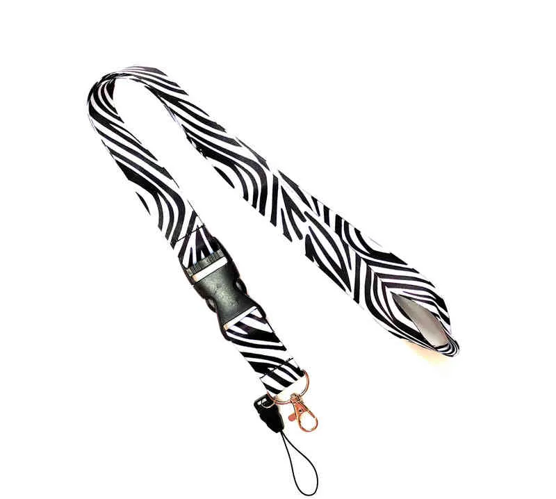 The new zebra pattern mobile phone lanyard key chain strap certificate neck has a variety of styles to choose from AA220318