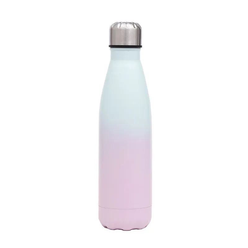 Personnalisé 500 ml Double couleur bouteille d'eau tasse isolée en acier inoxydable Thermos bouteille Portable voyage Sport vide cadeau tasse 220621