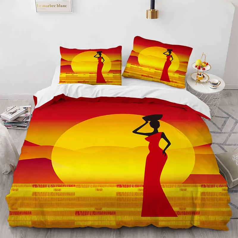 Ancient African Women Bedding Set for Bedroom Soft Bedspreads Comefortable Duvet Cover Quality Comforter Covers and Pillowcase