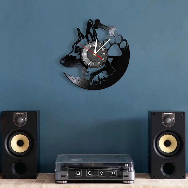 Decord Decor Decord German Shepherd Predes Vinyl Record Vintage Name Wall Clock Gift لعشاق الكلاب 220615
