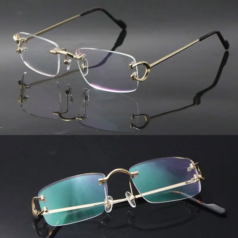 Nieuwste mode C Decoratie Randloze metalen frames Bijziend Brillen Mannen Vrouw CT03440 Grote vierkante brillen Mannelijke en vrouwelijke 18K Gold3053