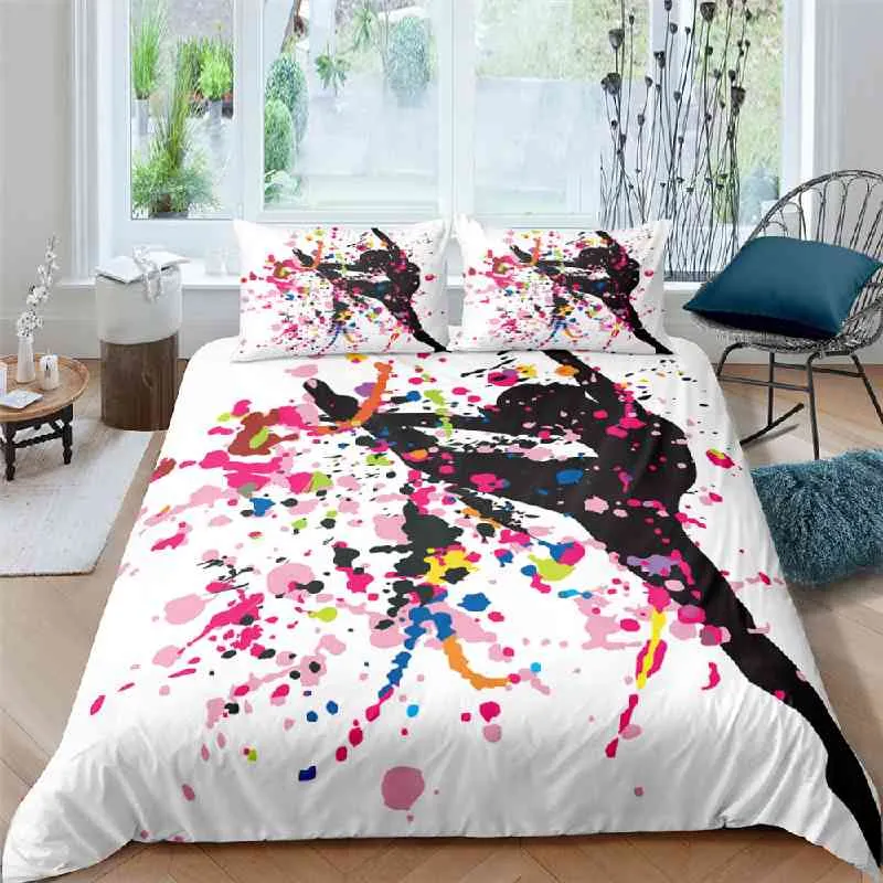 Bedding Sets Luxury 3d Color Dancing Girl Print 2/Duvet Cover Pillowcase for Kids Adult Home Textile Single/queen/king Size