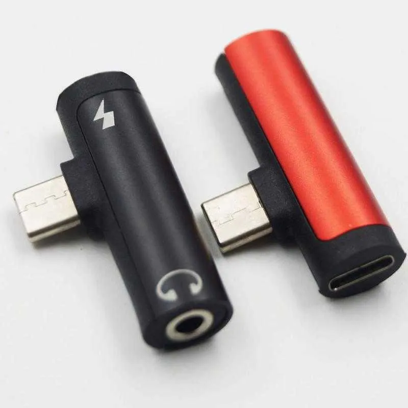 2'den 1 arada C-3.5mm Jack Typec Audio Splitter Kulaklık Kablosu Kulaklık Adaptörü Şarj Cihazı Huawei için Xiaomi için USB-C USB-C