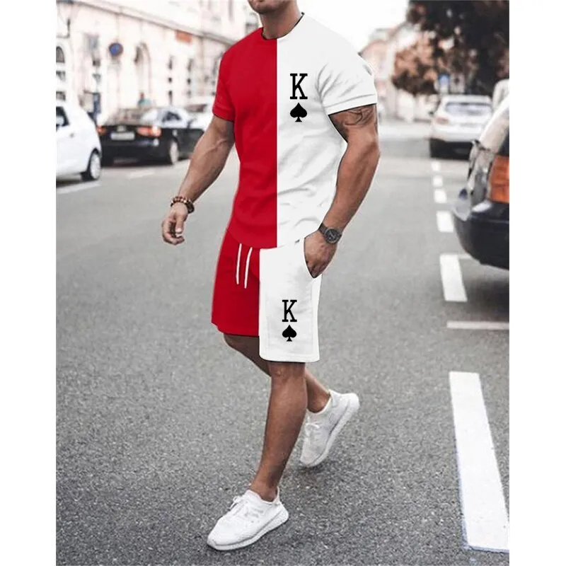 남성 세트 3D Tracksuit 여름 패션 의류 남자 TShirt 반바지 2 조각 캐주얼 Streetwear 남자 대형 양복 220615