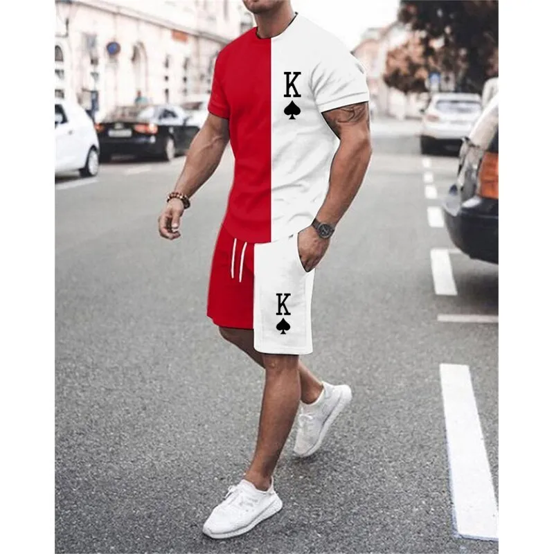 Conjuntos Masculinos 3D Fato de Treino Verão Moda Roupas Para Homem TShirt Shorts 2 Peças Casual Streetwear Masculino Terno Grande 220615