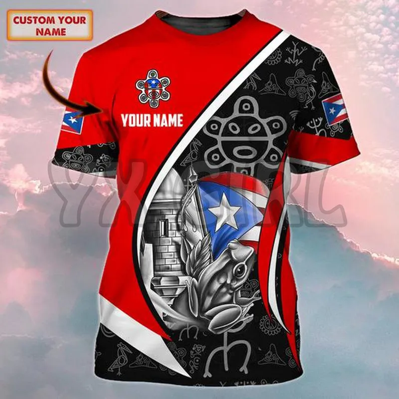 Summer Fashion Men T Shirt Personalizowana flaga Puerto Rico 3D na całej drukowanej koszule T -TEE TOPS THE SHIRTS UNISEX TSHIRT 220712