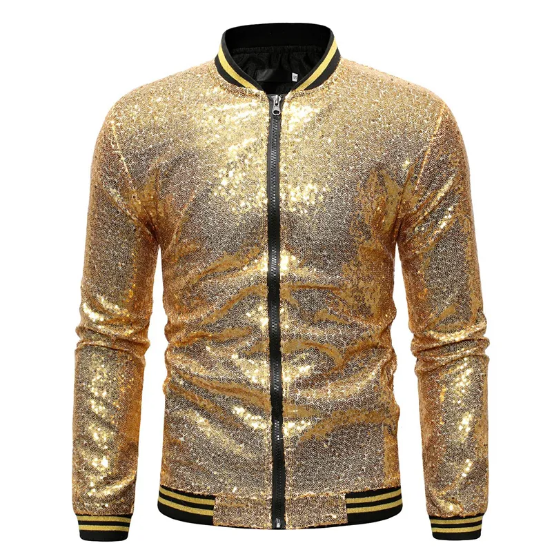 Hommes or argent paillettes brillant Blazers costume veste hommes mode boîte de nuit DJ scène performances fête de mariage veste manteau 220527