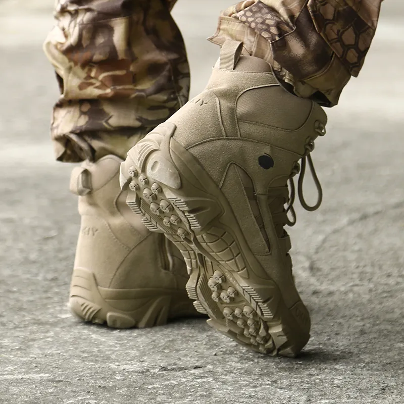 군용 발목 부츠 남자 야외 진짜 가죽 전술 전투 전투 남자 육군 사냥 작업 신발 캐주얼 봇 220813