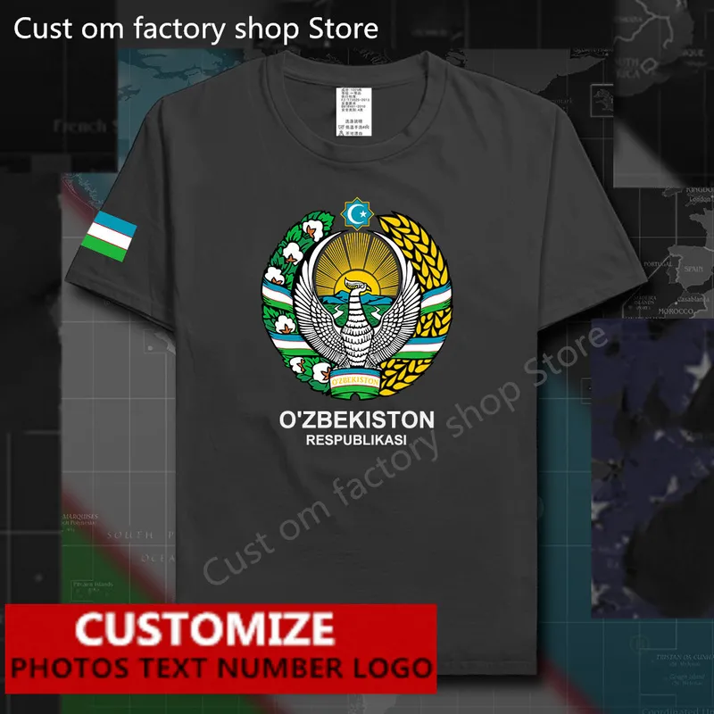 Uzbekistan flagga t shirt gratis anpassad tröja diy namn nummer 100 bomull t skjortor land uzb ozbekiston tees 220616