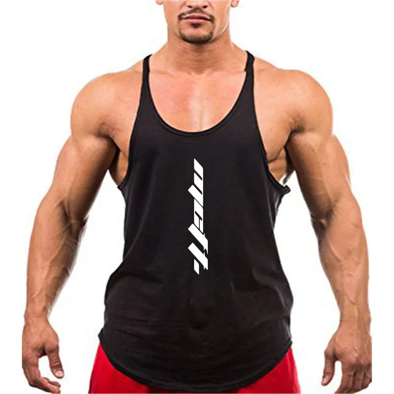 Custom Bodybuilding Stringer Tank Top Men Cotton Gym Sleeveless shirt Men Fitness Vest y back Singlet Sportswear Workout tanktop