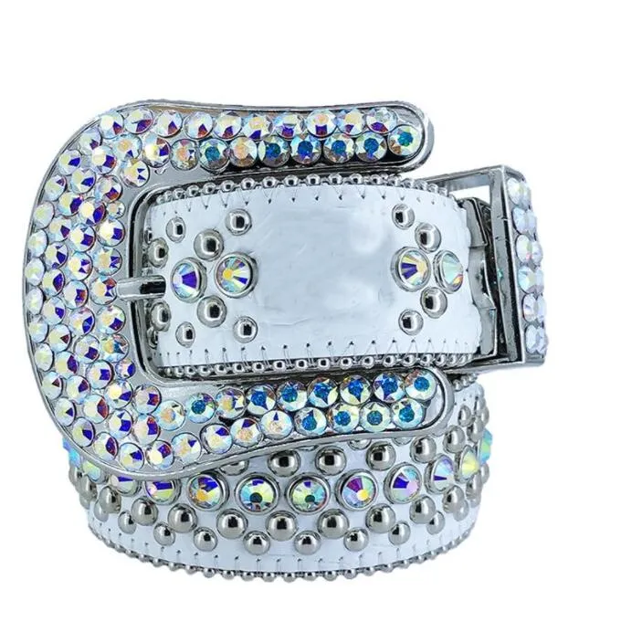 Ceinture de cowboy occidentale BB Simon Fashion Cowgirl Bling Bling Ceinture en strass avec aigle Concho clouté boucle amovible grande taille Bel271x