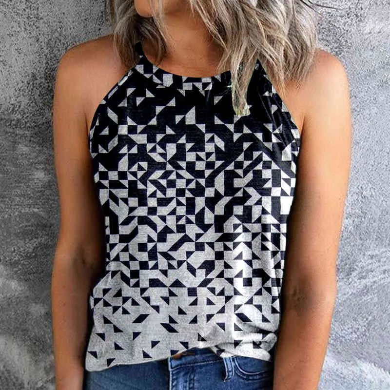 Black Camisole Women Vintage Series Print Slim Fit O Neck Halter TShirt Top Vests Tank Cotton Long Tops Vests Sleeveless Tank L220706