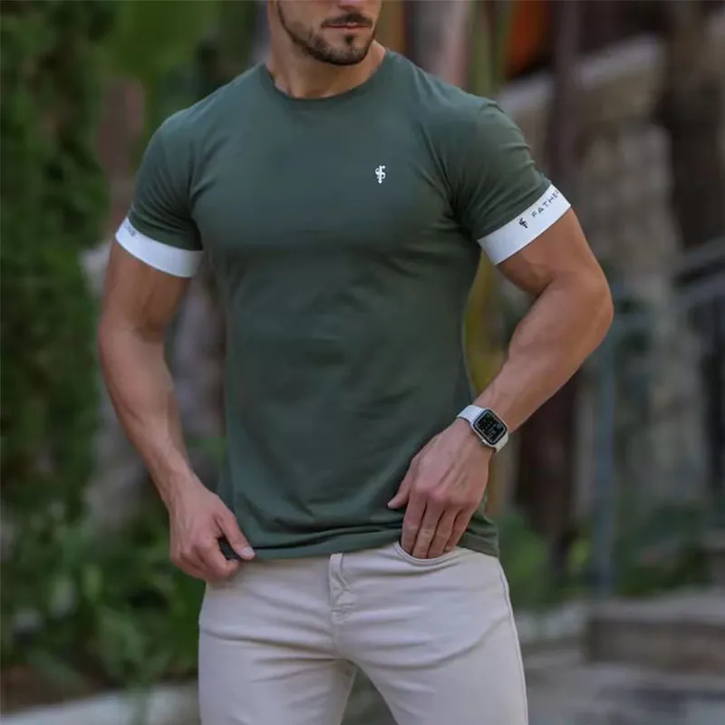 Summer Casual Men Running T-Shirts Gym Fitness Training Male O-Neck Printed High Quality Sports T-Shirts Oversized Tops 220609