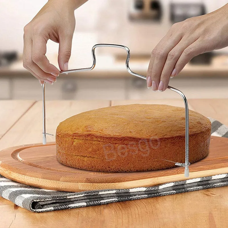 الفولاذ المقاوم للصدأ كعكة stratifier واحد خط مزدوج كعكة الخبز القطاعة قابل للتعديل كعك خطوط قطع المطبخ diy الخبز خبز bh6470 tyj