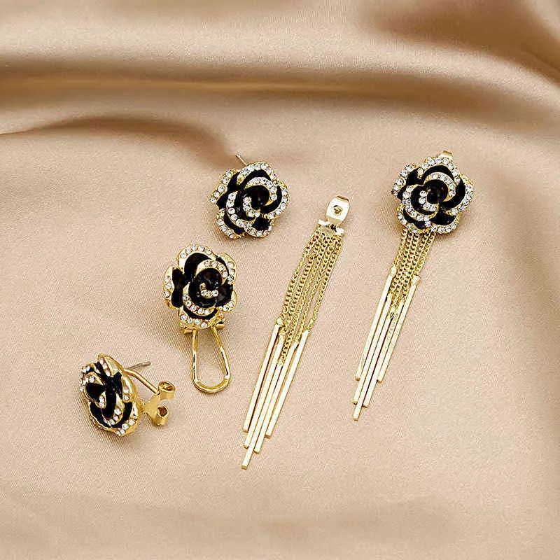 2021 Fashion Tassel Camellia Kvinna Örhänge Blomma Örhängen Tillbehör Lyx örhängen Smycken AA220318