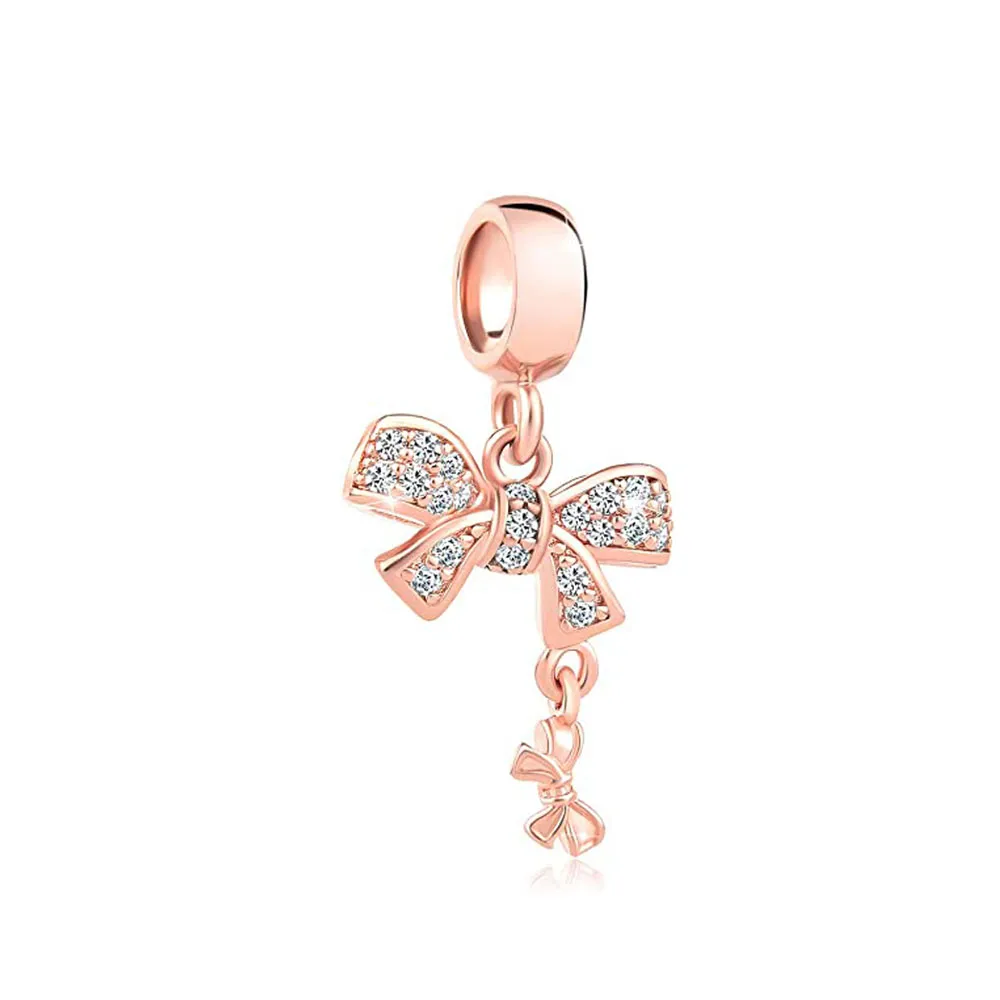 New 925 Sterling Silver Fashion Pendant for Original Jewelry Exquisite Rose Gold Lucky Clover Pendant Flower Collection Beads5119517