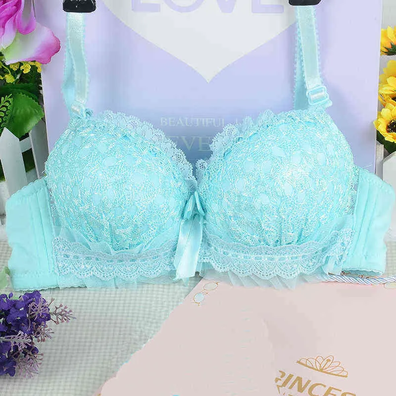 Chica sujetador barato lencería sexy sujetadores sin alambre para mujeres ropa interior encaje transpirable bralette personalizado 3/4 taza push up sujetador femenino L220726