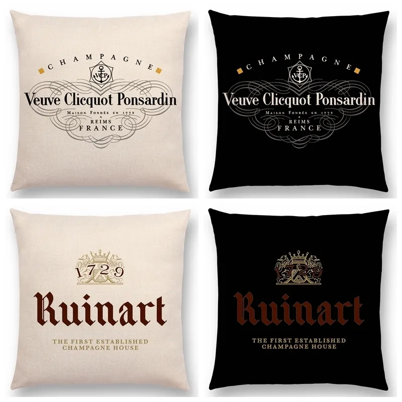 Kuddefodral Black White Linen Cushion Cover Luxury Decoration Pillow Case High Quality Printed Bar Letters El Family Sofa 220623