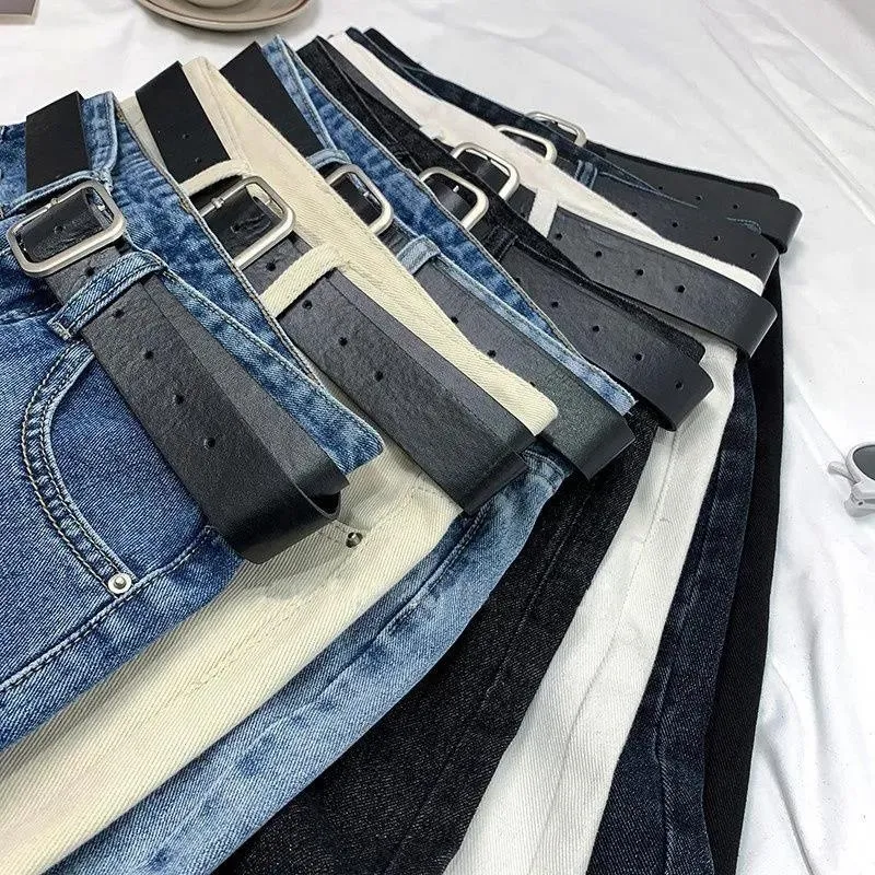 Jeans a gamba dritta a vita alta blu semplici Jeans a gamba dritta primaverili e autunnali da donna Casual quotidiani AllMatch Jeans a gamba dritta slimfit basic 220701