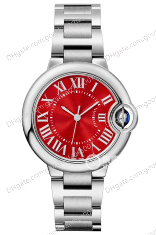 Panie Watch Automatyczne mechaniczne 33 mm czerwona tarcza 40 mm męskie zegarek WSBB0060 Skórzany pasek