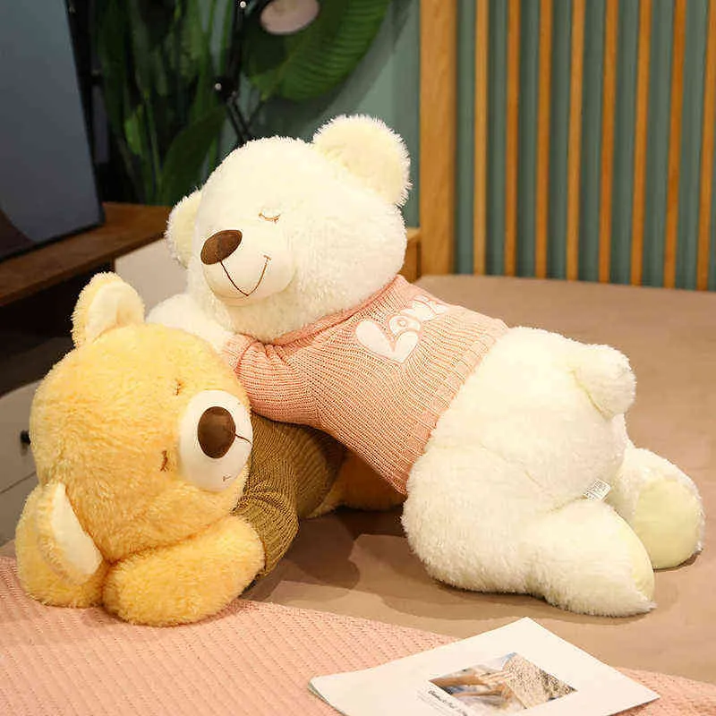 CM العملاقة سترات ضباط Teddy Bear Studged Soft Sleeping Brown Pop Toy Big for Kids J220704