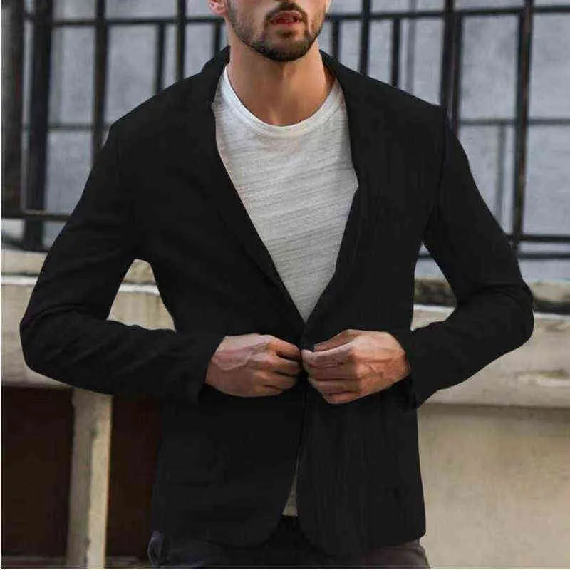 Camicie da uomo Lino Cotone Manica lunga Tasca Abiti Slim Primavera Estate Cardigan traspirante Risvolto Blazer Cappotto Cappotto maschile 3XL L220704