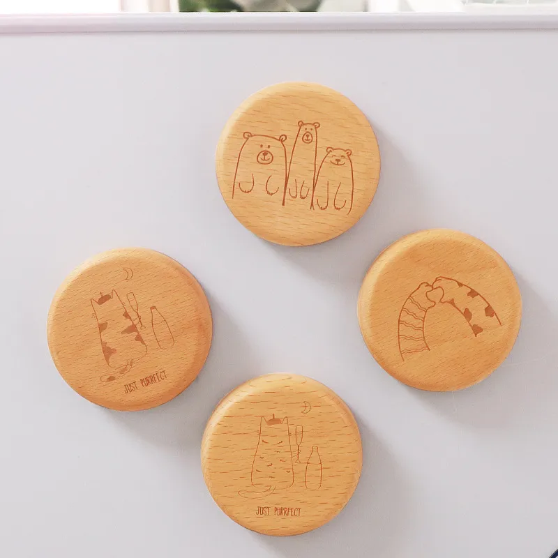 Boş Açacakları DIY Kayın Ahşap Yuvarlak Şekil Şişe Açacağı Coaster Buzdolabı Mıknatısı Dekorasyon Bira Şişe Açacağı Özel Logo