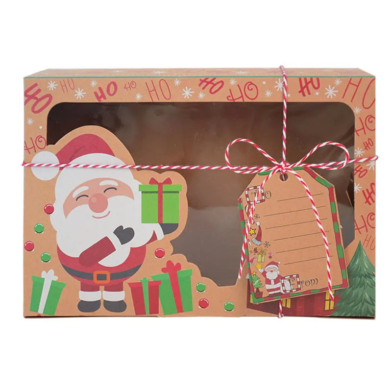 크리스마스 쿠키 박스 크래프트 종이 사탕 선물 ES 가방 음식 포장 파티 어린이 올해 Navidad 220427