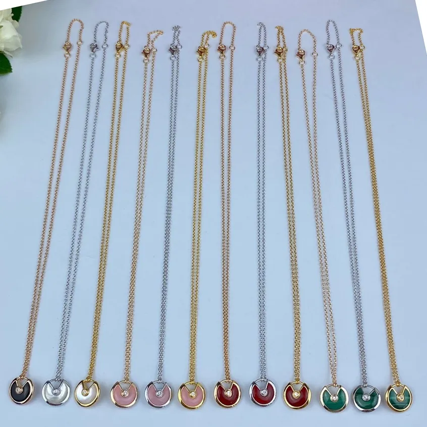 Amulette legers Necklaces 925 Sterling Silver Gold Plated 18K Natural Stones highest counter qualitys Pendant Necklace classic sty251W