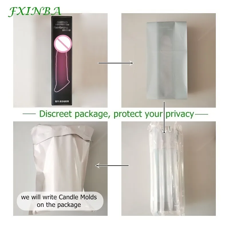 FXI Реалистичный силиконовый пенис удлинителя задержка эякуляции многоразовые секс -игрушки для мужчин коробка конфиденциальности рукава 220617